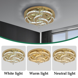 Décoration d'intérieur, luminaire de plafond LED, lustre en acier inoxydable, luminaire de plafond en cristal pour salle à manger - Product Image 4