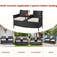 Ensemble de meubles de patio en rotin PE, canapé deux places et table d'appoint, chaise double en osier pour jardin et balcon, vente en gros