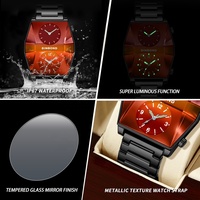 Montre à quartz pour homme BINBOND B688 avec un design géométrique unique, double fuseau horaire, aiguilles lumineuses, étanche 30 m, montre-bracelet tendance