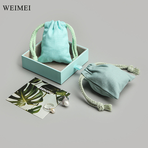 Sac d'emballage à cordon personnalisé WEIMEI avec logo imprimé, en coton mousseline naturel fin, pochette à bijoux - Product Image 6