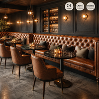Ensemble de restaurant sur mesure, vintage, durable, industriel, haut de gamme, moderne, en bois, rembourré, minimaliste.
