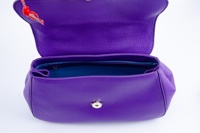 Sac à main élégant en cuir violet-Fourre-tout texturé avec fermoir en métal semi-circulaire, sac à bandoulière structuré pour femme