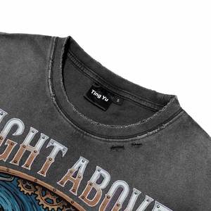 เสื้อยืดพิมพ์ลายประภาคารทะเลสไตล์วินเทจฟอกสีแบบดิสเทรสสำหรับผู้ชาย เสื้อยืดแฟชั่นเนื้อนุ่มระบายอากาศได้ดี เสื้อผ้าฝ้ายลำลอง - Product Image 3
