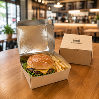 Boîte à hamburger jetable en papier doublé d'aluminium, emballage alimentaire personnalisé pour restaurant de restauration rapide