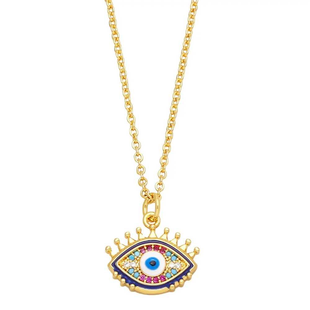 2024 New Fashion Women Jewelry Pendant Crystals Necklace Turkish Lucky Eye Design Necklace Pendant For Women