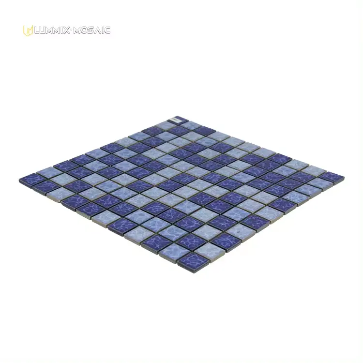 Blue White Black Outdoor Classic Tiles Hotel Stone Crystal Pools Iridescent Square Mosaic Swimming Glass Pool Ceramic Tiles