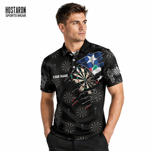 Hostaron Hoge Kwaliteit Darts Club Sublimatie Truien Custom Heren Polo T Shirt 1/4 Rits Polokraag Darts Shirts - Product Image 1