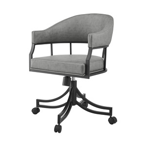 Poltrona da pranzo con ruote rivestite ed elegante in ecopelle nera - Product Image 5