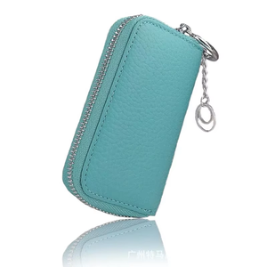 Porte-clés en cuir de vache véritable fait main de qualité supérieure avec fermeture éclair métallique, durable, compact et multi-usage pour cartes, pièces de monnaie et clé USB - Product Image 3