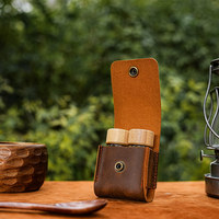 Support portable pour 2 pots de 30 ml en verre et cuir, style ferme, pour épices et poudres, idéal pour le camping et la cuisine en extérieur