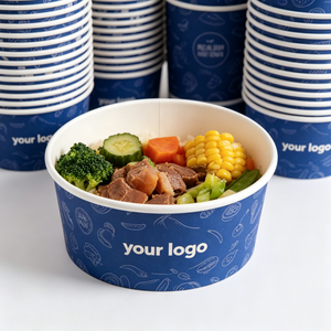 Kraft Takeaway Salad Packaging <b>Container</b> Disposable Food Paper Bowl With Lid Printed Round Packaging for Meal Delivery - Product Image 1