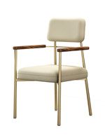 Fauteuil de maître de la théière de luxe léger, style designer moderne pour salon, en noyer, avec dossier en cuir véritable, mobile