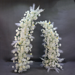 Arche de fleurs blanches en soie pour toile de fond de mariage, arrangement floral en trompette, décoration - Product Image 5