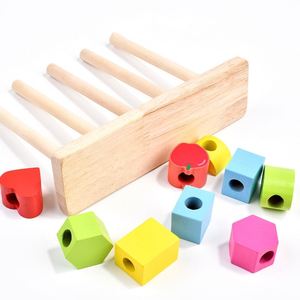 Montessori Preschool Toddler Sorting Stacking Matching <b>Blocks</b> Sequencing Wooden Lacing Beads DIY Toy with Pre-Reading Skills - Product Image 6