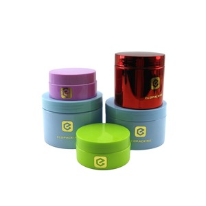 Custom Color OEM Blue <strong>pink</strong> Green Fancy Plastic Pet Jar Container with Lid for Skin Care Cream Hair Wax Body Scrub