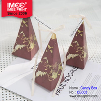 IMEE Auf Lager Pyramiden form Hochzeit Süßigkeiten Geschenk verpackung Papier box Benutzer definierte Box