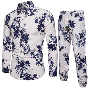 <span class=keywords><strong>Chemise</strong></span> demi-manche pour hommes, 100% coton, impression numérique, coupe Slim, tissu respirant et confortable, motifs floraux - Product Image 5