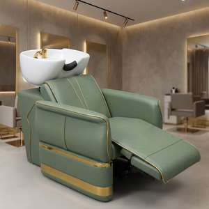 Contemporary <b>Salon</b> Furniture Set PU Leather Chair Shampoo Bed <b>Mirror</b> Trolley <b>Storage</b> Commercial Use - Product Image 3