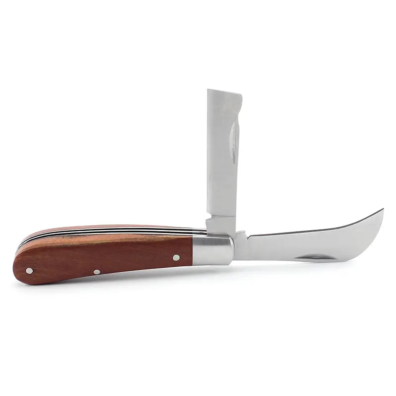 Electrical folding knife with wooden handle