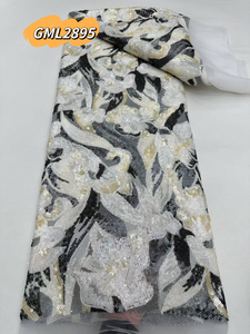 Pizzo 3d fiore 2025 pesante fatto a mano con perline africano <span class=keywords><strong>maglia</strong></span> francese ricamato bellissimo tessuto di paillettes pizzo da sposa - Product Image 3