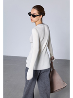 Pull Henley 100 % pure laine pour femme, col en V, bordure contrastante, tricot côtelé, coupe ajustée, manches longues, boutons sur le devant, doux et chaud