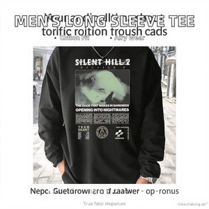 T-shirt à manches longues pour homme de qualité supérieure, 100% coton tissé, 260 grammes, logo sur le devant, style décontracté, confort ultime, respirant - Product Image 2