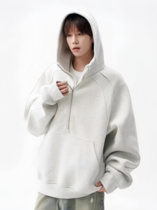 <span class=keywords><strong>Sweat</strong></span> à capuche décontracté pour adolescents, couleur unie, avec demi-fermeture éclair, tendance automne/hiver - Product Image 1