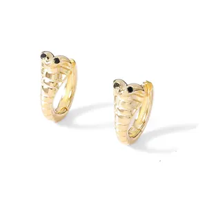 China Supplier 925 Sterling Silver 18k Gold Plated Jewelry cute animal earrings snake fake earrings hip hop earrings For Women