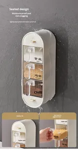 Máy tính để bàn tiết kiệm Treo Tường Hộp gia vị bộ punch-miễn phí nhựa lưu trữ giá cho thảo mộc & gia vị gia vị muối - Product Image 6