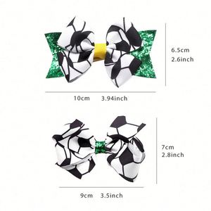 YUSE SG-7 Pince à cheveux imprimée football européen et américain, mignonne, en plastique pailleté, pour le sport, 9,5x8cm, pour filles, usage domestique, pour les fans - Product Image 2