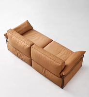 Canapé d'angle modulaire moderne en cuir véritable, style bloc, avec pieds en bois écologiques, gonflable, pour salon, combinaison droite