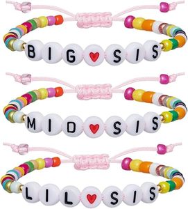 Bijoux <span class=keywords><strong>grande</strong></span> <span class=keywords><strong>soeur</strong></span> Boho Bracelets perlés lettre initiale <span class=keywords><strong>Bracelet</strong></span> de perles de verre coloré réglable - Product Image 3
