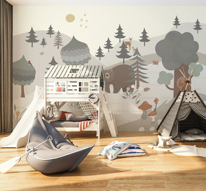 Papier peint mural imprimé en 3d pour décoration intérieure écologique pour <span class=keywords><strong>chambre</strong></span> d'enfant Papier peint mural pour paysage de <span class=keywords><strong>jungle</strong></span> animal végétal - Product Image 2