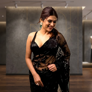 Saree indien NOIR Traditionnel Élégant Bollywood Designer pour un Look Ethnique Chic Bollywood Saree pour les Mariages - Product Image 2