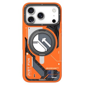 <span class=keywords><strong>YOUNGKIT</strong></span> สำหรับ iPhone 17 Pro Max เคสแม่เหล็กพร้อมขาตั้งหมุนได้ฝาครอบโทรศัพท์ TPU แบบ IMD – สีส้ม - Product Image 1