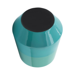 Vaso Moderno in Metallo Decorativo per Fiori, per Soggiorno, Camera da Letto, Ufficio, Pezzo d'Arredo, Colore Teal con Bordo Dorato - Product Image 3