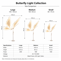 Lampe sur pied LED papillon lumineuse pour allée de mariage, entrée, scène, décoration d'événements et de fêtes