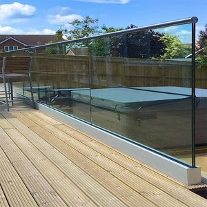 Clôture en lamelles en acier inoxydable, garde-corps en verre sans cadre pour balcon extérieur et jardin, bande lumineuse LED, escalier en aluminium en forme de U pour villa - Product Image 4