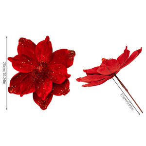 Flores de Magnolia Artificiales con Purpurina, Decoraciones Colgantes para Árbol de Navidad, Tela Impermeable, Alta Calidad, Ecológicas - Product Image 6