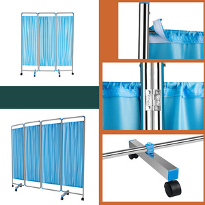 Stainless steel <b>screen</b> partition, <b>folding</b> three-fold, movable, opaque, four-fold, sliding, isolation, health room, foldable - Product Image 3