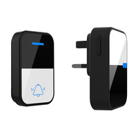 Sonnette sans fil auto-alimentée et étanche, 1 bouton, 1 récepteur, sonnette de porte, carillon, sans batterie, prise électrique EU, UK, US, maison intelligente