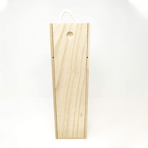 Caja de Madera para Vino, para una Sola Botella, de Madera de Paulownia, con Tapa Deslizante, Hecha a Mano, Rectangular, 10 Pulgadas de Alto - Product Image 3