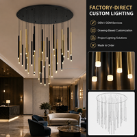 Lustre cascade de luxe en acrylique, lampe suspendue cylindrique multi-lumières pour hall d'hôtel, escalier, atrium, villa, foyer