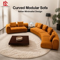 Canapé modulaire en tissu courbé, style italien, luxe léger, pour villa, salon, hall d'hôtel, taille personnalisée