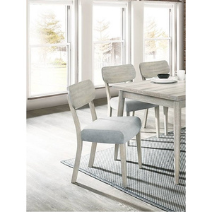 Juego de 2 sillas de comedor de grano de madera natural DB de madera maciza de goma con asiento de cojín de tela para muebles de comedor - Product Image 1