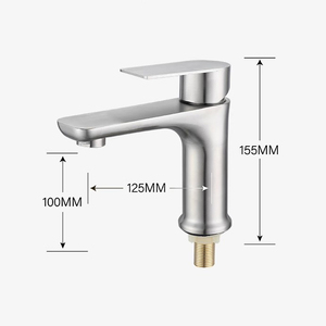 Rubinetto Miscelatore per Lavabo da Bagno Moderno in Acciaio Inox con Valvola in Ceramica, Montaggio su Piano a Foro Singolo - Product Image 4