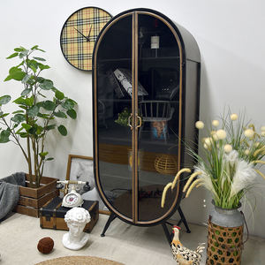 ตู้เก็บของ 5 ชั้น สไตล์วินเทจอินดัสเทรียลรักษ์โลก ยี่ห้อ ART NEST รุ่น Farmhouse พร้อมบานกระจกทรงวงรี สีดำ เหมาะสำหรับห้องนั่งเล่น - Product Image 3