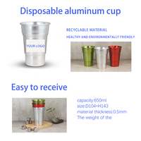 Mug en aluminium jetable personnalisé avec logo, pour fêtes en plein air, respectueux de l'environnement, réutilisable, 22 oz, tasse à boire en aluminium, tasse en métal recyclable pour la bière