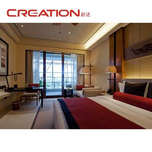 ミッドイースト5つ星モダンホテル家具サプライヤー天然本革木製ベッドフレーム組み合わせナイトスタンド付き - Product Image 5