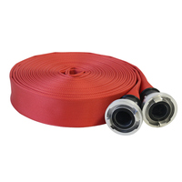 Selang Air Pemadam Kebakaran Marine Layflat EN14540 Bersertifikasi MED, Lapisan EPDM/PVC, 15 Bar, 2 Inci, Merah, Dengan Kopling Aluminium Storz